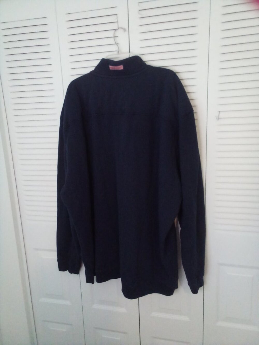 VINYARD VINES by SHEP & IAN 4XLT NAVY 1/4 ZIP COTTON SWEATSHIRT RIBBED COLLAR - Picture 3 of 11